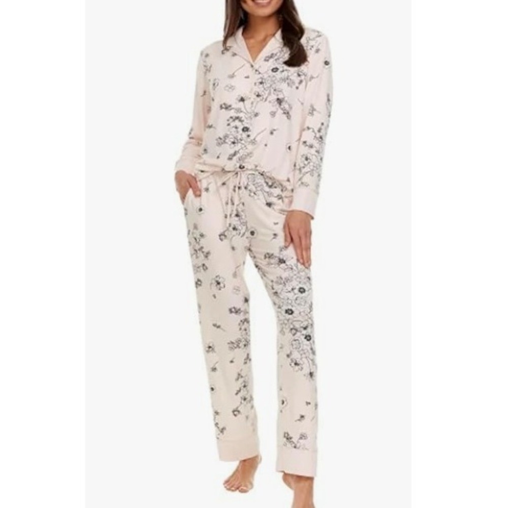 FN by Flora Nikrooz Women's Pink Super Soft Satin 2 Piece Pajama Set Size S NWT
